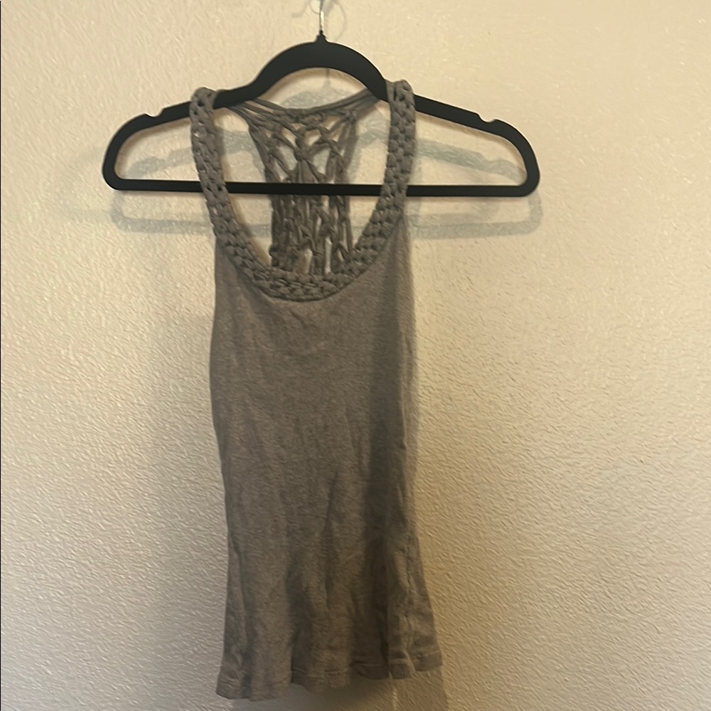 Gray Cropped Backless Tank Top